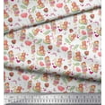 thumbnail image 2 of Soimoi White Viscose Chiffon Fabric Balloon & Teddy Bear Kids Print Fabric by the Yard 42 Inch Wide, 2 of 3