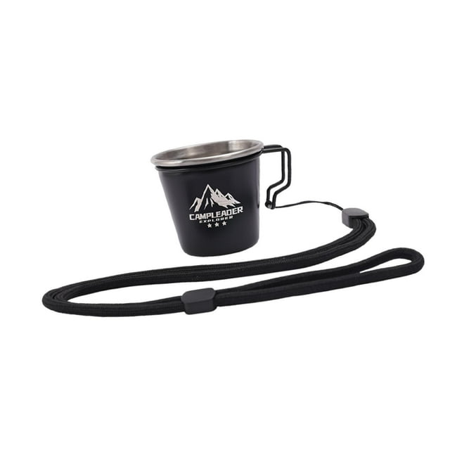 Taza de camping con asa, de acero inoxidable, portátil, para café o té. Estilo C