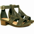 thumbnail image 5 of Gilian-1 Women's Open Toe Laser Cutout Chunky Heel Ankle Strap Vegan Suede Sandals OLIVE_GREEN 6.5, 5 of 5