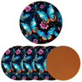 thumbnail image 2 of Butterfly 6Pcs Cute Round Coasters Set, Microfiber Leather Drink Coasters for Cups, Heat Coasters for Table, 4.3x4.3in Square Coasters with Holder, Coasters for Home and Office Decor, 2 of 6