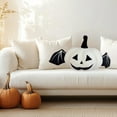 thumbnail image 6 of FYHALE Halloween Pumpkin Ghost Pillows Throw Pillows, Halloween Decorative 3D Pumpkin Shaped Teddy Fleece Jack-O-Lantern Pillow, Ultra Cute Soft Fluffy Cushion Pillow 17.7 in, 6 of 6