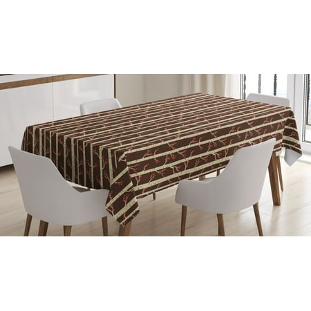 

Ambesonne Forest Tablecloth Rectangular Table Cover Birch Trees in Autumn 52 x70 Brown Beige Vermilion
