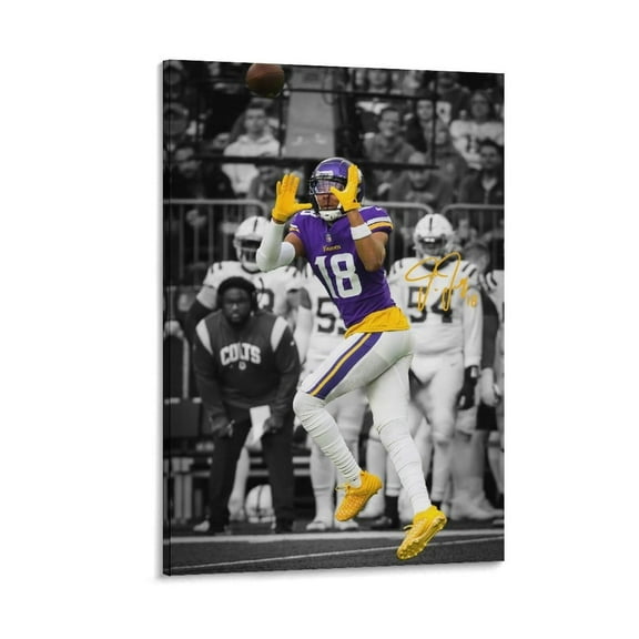 Justin Jefferson American Football Canvas Wall Art Posters For Room Aesthetic And Decor 36 Poster For Bedroom Bathroom Living Room Office Kitchen Decor