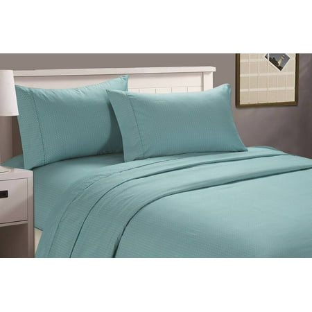 Greek Key Sheets - CarlyleHome Queen Size Soft Touch Printed Sheet Set - Aqua Greek Key