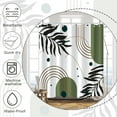thumbnail image 5 of Mid Century Boho Shower Curtain Botanical Abstract Green Leaf Shower Curtain for Bathroom Hostel Hotel Cubicle Bathtub Decor Durable Waterproof Curtain for Bathroom with Hooks 72x72 Inches, 5 of 6