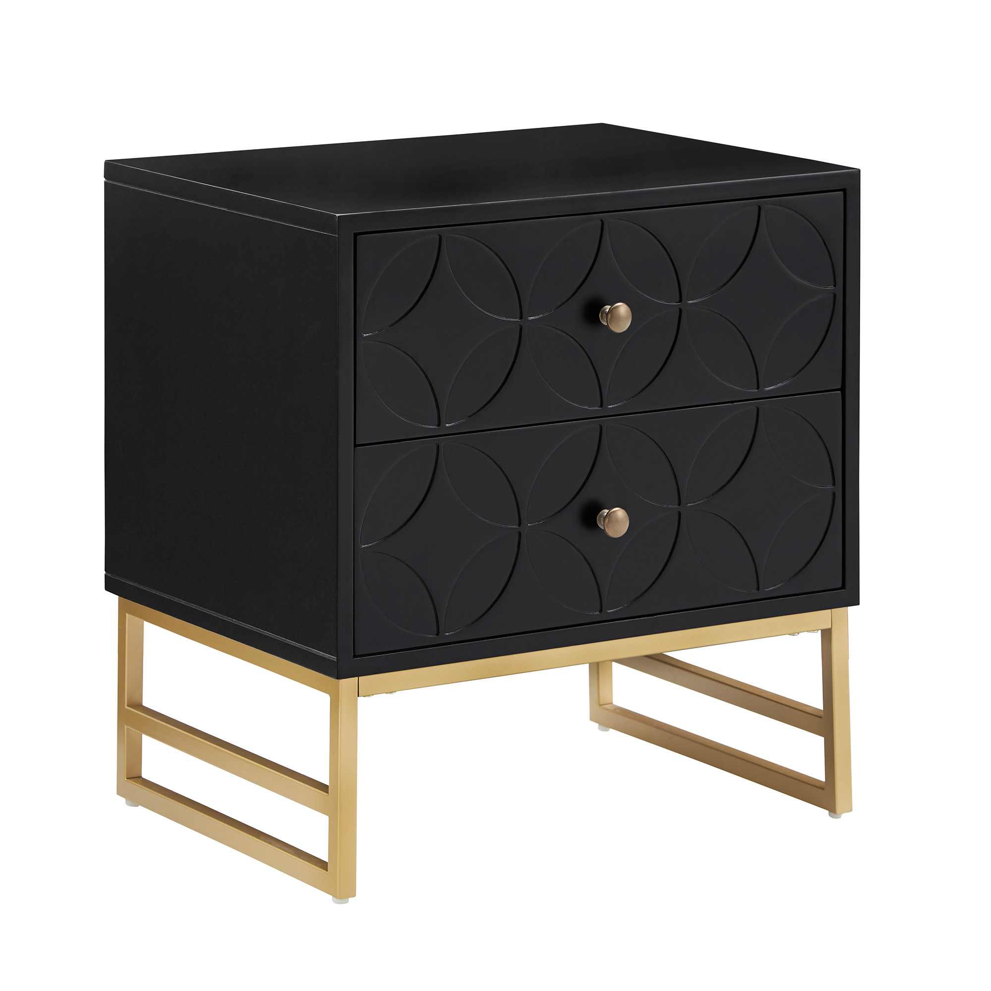 Weston Home Shiloh Arched Diamond Gold Metal End Table, Black
