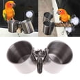 thumbnail image 5 of Tazas dobles para alimentación de pájaros y loros, cuencos de agua y comida de acero inoxidable con alimentador de semillas para pájaros, cuenco colgante, accesorios de soporte para jaula, 5 of 5