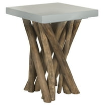 SAFAVIEH Hartwick Rustic Glam Branched Square Side Table, Grey/Natural