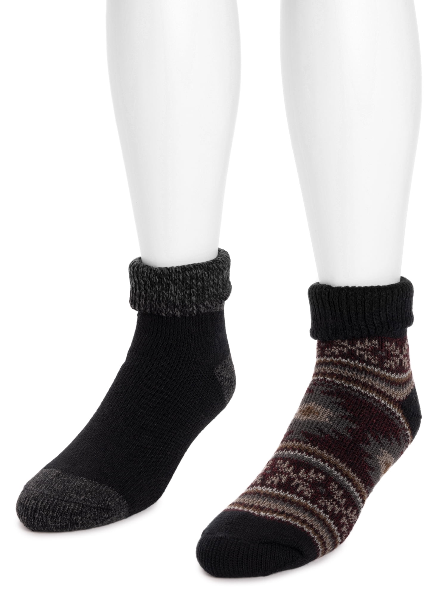 MUK LUKS Men's Short Heat Retaining Thermal Socks, 2 Pairs, One Size