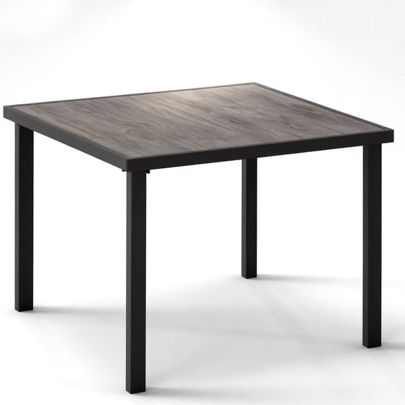 3FT Easy-move Aluminum Patio Dining Table for 4 person, 35.5" Waterproof Outdoor Dining Table for All-Season Use, Like Wood E-Coated Rectangular Patio Table for Backyard Garden Lawn