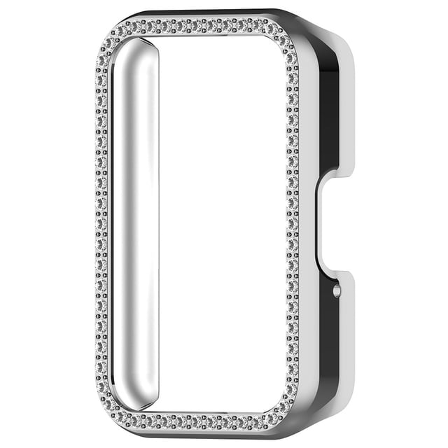 Estuche con incrustaciones diamantes Likrtyny para Galaxy Fit 3 SM-R390 color Plata