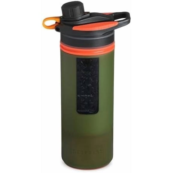 GeoPress 24 oz Water Purifier Bottle - Filter for Hiking, Camping, , Travel ( Green)