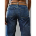 thumbnail image 5 of Mid Rise Wide Leg Jeans Baggy Straight Fit Denim Pants with Pockets Without Belt, 5 of 7