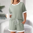 thumbnail image 2 of 2 Piece Outfits Summer,Women Ribbed Knit Pajama Sets Short Sleeve Top and Shorts 2 Piece Soft Pjs Sleepwear with Pockets Lounge Sets, 2 of 5