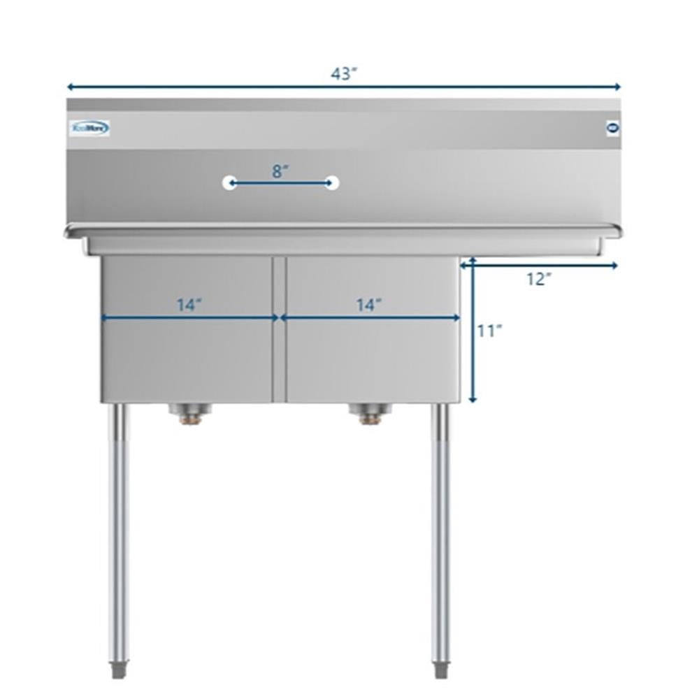 Pemberly Row Right Stainless Steel Kitchen Prep & Utility Sink in Silver
