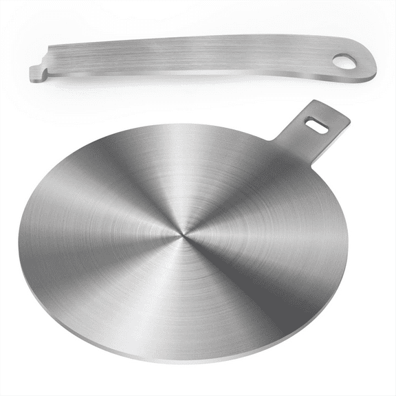 Induction Plate Adapter for Glass Cooktop Heat Diffuser for Electric/Gas Glass Stove with Detachable Handle,1 x Induction cooker stainless steel heat conducting plate,Silver