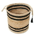 thumbnail image 5 of LR Home Woven Round Jute 19" Storage Basket with Handles, Black Double Stripe, 5 of 8