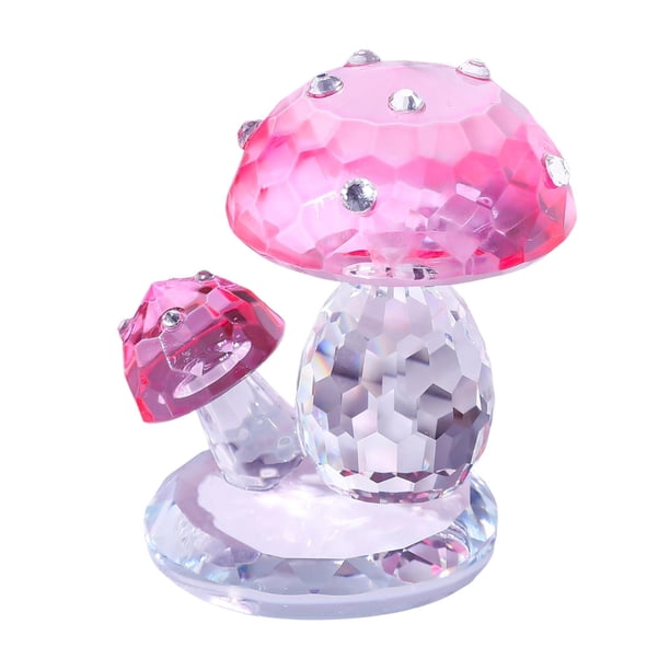 Estatua de hongo de cristal de imitación con diamantes de imitación de la mesa de escultura transparente decoración del hogar para la mesa de café de Rosa