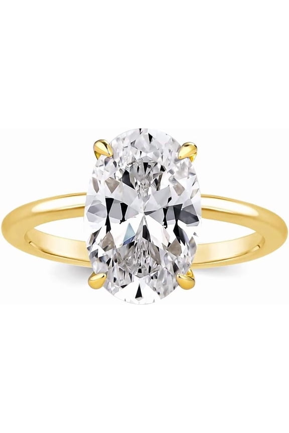 3.5 Carat Elongated Oval Cut Engagement Ring for Women Gold Plated 925 Sterling Silver Simulated Diamond Promise Ring