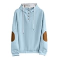 thumbnail image 4 of IWRICH Waffle Hoodie for Men Long Sleeve Casual Breathable Hooded Sweatshirts Loose Fit Lightweight Cozy Pullover Tops Sky Blue L, 4 of 5