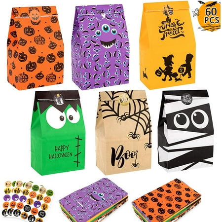 60pcs Halloween Paper Bags Trick or Treat Bags, Treat Bags, Party Favor ...