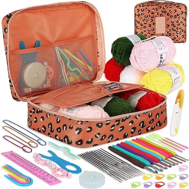 EASTIN 59 Pcs Include 5 Skeins Yarn Hooks Needles Storage Bag Crochet Kit with Knitting Accessories Set for Beginners Gift Freeshipping