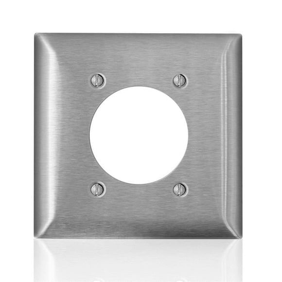 Leviton 3004816 C-Series Stainless Steel Metal 2 Gang Receptacle Wall Plate