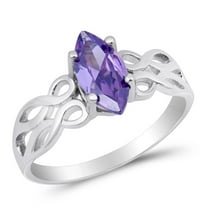 CHOOSE YOUR COLOR Simulated Amethyst Marquise Infinity Knot Ring .925 Sterling Silver Band Purple CZ Female Size 8