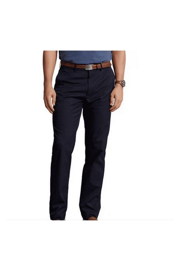Mens Stretch Straight Fit Chino Pants Navy Blue 40 x 30