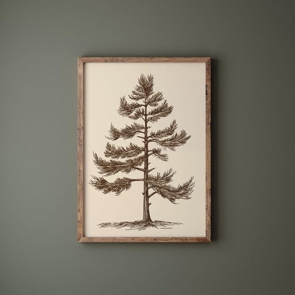 Vintage Pine Tree Wall Art, Botanical Wall Art, Neutral Wall Art, Winter Festive Seasonal Home Decor, Autumn Wall Art, Poster, Unframed Poster Size 8x12 F03.1.15l1178
