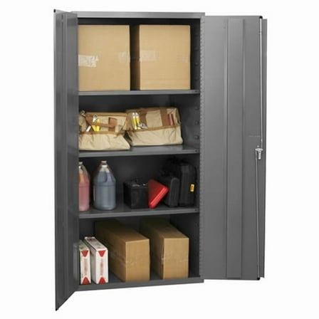 Durham  14 Gauge Flush Door Style Lockable Shelf Cabinet with 3 Adjustable Shelves - Gray - 36 x 24 x 72 in.