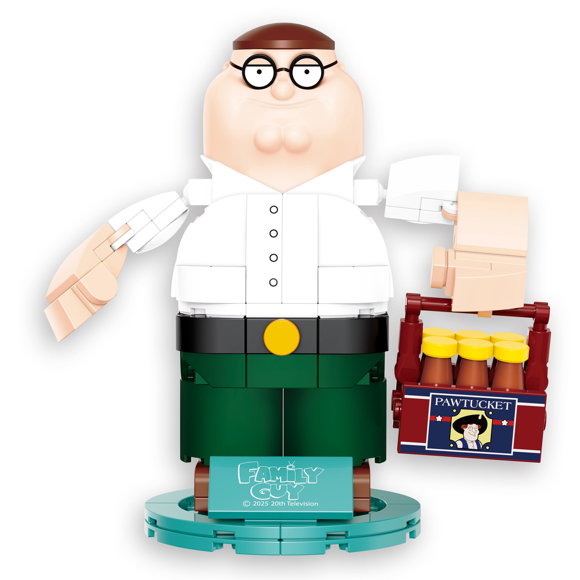 Brickcraft Family Guy Peter Griffin Building Kit (200-Piece Set), Buildable Figure on Display Base, Cartoon Collectible, TV Show Memorabilia for ages 14+