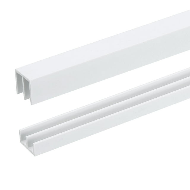 2Set White Plastic Sliding Door Track, Sliding Glass Window Track for 1/8" Thick Panels, for Closet Glass Cabinets Door Track (3Ft Long)