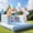 Blue, variant on Esheno Kids Bouncy Castle 13.78 ft White PVC Bounce House with 750W Blower Jumper Basketball Set for Indoor Outdoor Party