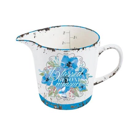 

Blessed Beyond Measure Blue 16 oz Ceramic Distressed Measuring Cup