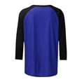 thumbnail image 5 of 2 Pack Cotton T Shirts for Women Crew Neck Raglan 3/4 Sleeve Loose Tee Casual Fall Tops Basic Tshirts Bulk, XL Dark Blue x2, 5 of 6
