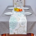 thumbnail image 4 of Table Runner Dresser Scarves 72 Inch Long, Ocean Theme Sea Turtle Coral Starfish Linen Dining Table Runners Shells Aquatic Cartoon Art Tabletop Scarf for Wedding Holiday Party Kitchen, 4 of 7