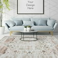 thumbnail image 2 of 9x12 Vintage Washable Rug, Non-Slip Low Pile Oriental Medallion Carpet, Ultra-Thin Non-Shedding Floor Cover for Living Room, Dining Room, Bedroom,Salmon, 2 of 8