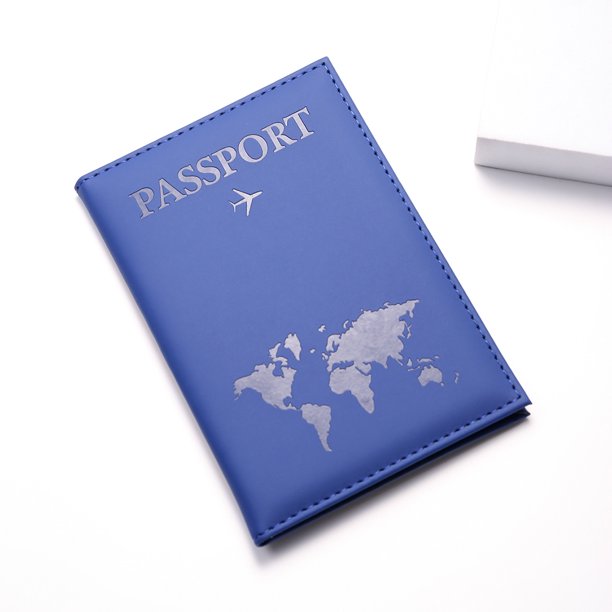 Bolsa para pasaporte con mapa esmerilado de cuero de PU, funda protectora para pasaporte, bolsa de almacenamiento para documentos de viaje