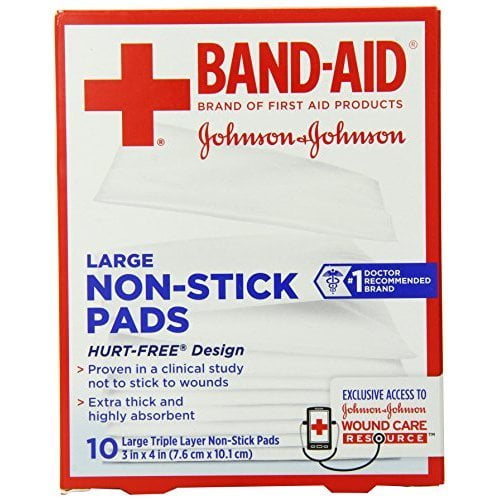 Johnson's Band Aid Red Cross Triple Layer & NonStick Pads, 10 Ct