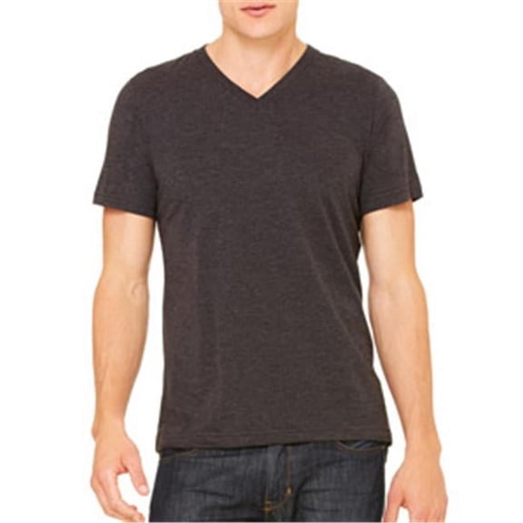 Canvas C3415 Unisex Triblend Short-Sleeve V-Neck Tee - Charcoal Black TriBlend - 2XL