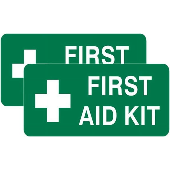 Haobase 2 Pcs First Aid Kit Signs - Self Adhesive Vinyl Sticker (20 cm x 10 cm)