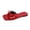 Slipper - Red, variant on Flat Sandals for Women Trendy Square Open Toe Slip On Slides Glossy Patent Leather Finish with Dainty Bowknot Decor Casual Beach Vacation Footwear Ladies