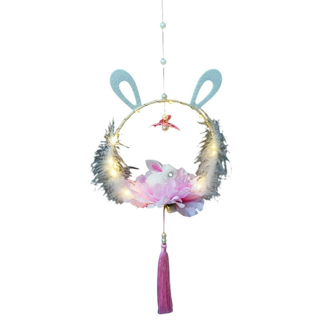 Cateissary Farol de festival Luz tradicional Patrón de animal lindo Lámpara colgante Decoración Herramienta de iluminación para el hogar Artesanía Rosado Pluma Rosa