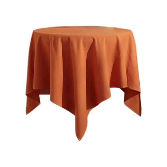 Fall Tablecloth 4 FT Halloween Thanksgiving Table Cloths Orange Round Wipe Clean Plastic Table Covers Cover Mat Spill Proof Table Covers for Kitchen Party Dinner Tabletop