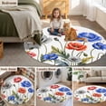 thumbnail image 6 of Round Area Rug 5ft,Country Red Blue Gray Flowers Washable Carpet Non-Slip Runner Accent Rugs Indoor Floor Mat for Bedroom Living Room Decor,Watercolor Farm Floral, 6 of 9