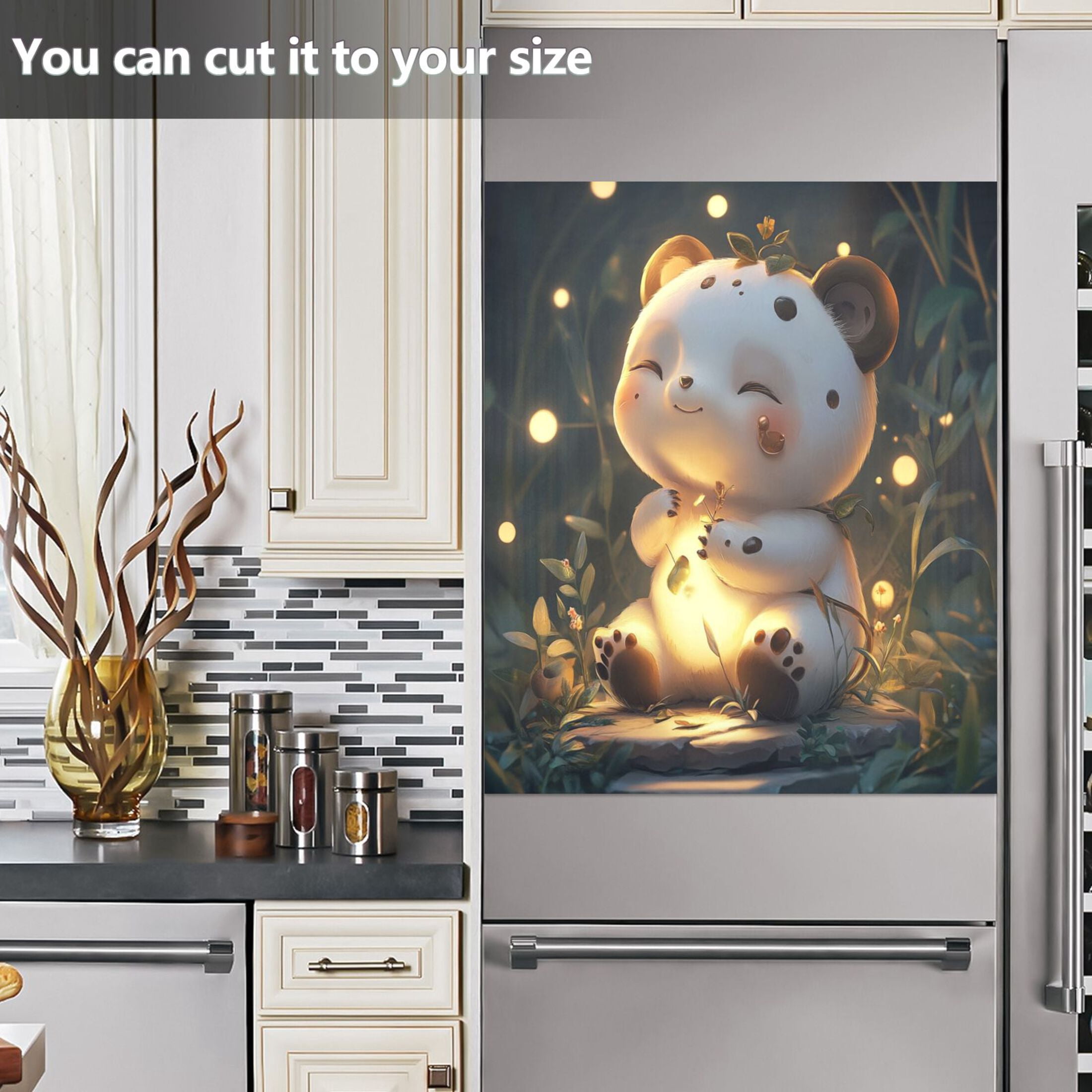 Dishwasher Magnetic Sticker 23x26 Inch Refrigerator Magnetic Sticker Washing Machine Magnetic Sticker Kitchen Panel Magnetic Sticker Home Decor Grey Cartoon Bear