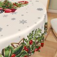 thumbnail image 3 of Duangreer Christmas Tablecloth 70''Round, Xmas Tree Truck Print Waterproof Wrinkle Resistant, Table Cover for Family Party Dining, Indoor and Outdoor, 3 of 6