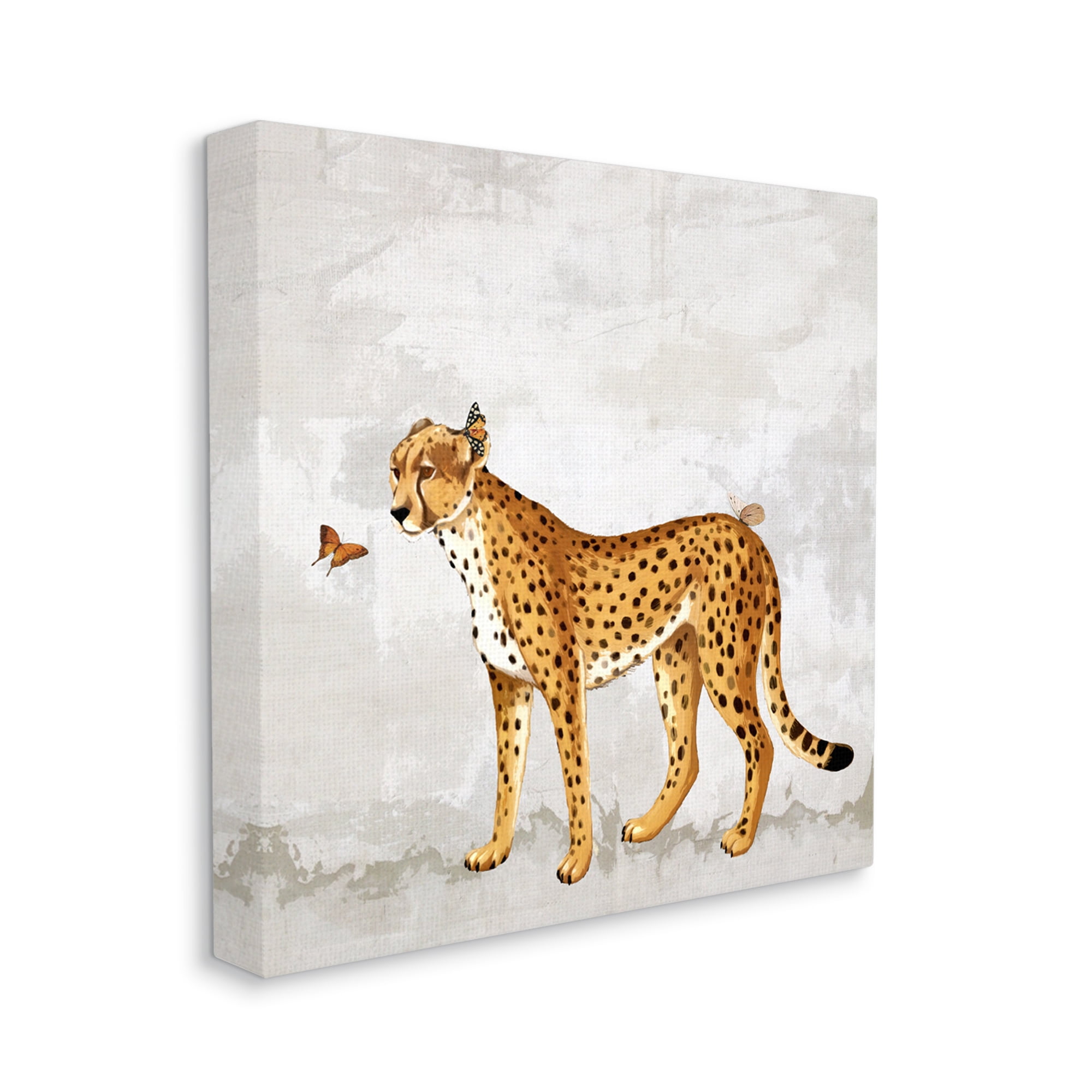 Stupell Beast & Butterfly Leopard Wildlife Animals & Insects Painting Gallery Wrapped Canvas Print Wall Art