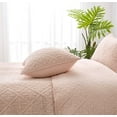 thumbnail image 2 of Chezmoi Collection Bethany 3-Piece Blush Queen Size Blanket Set Quilted Floral Sherpa Reversible Washed Microfiber Coverlet Bedspread Set, 2 of 8